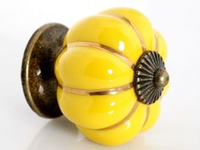 Pomo de cerámica para muebles, pomo de calabaza colorido para armario, tiradores para cajones, diámetro: 40mm,Color amarillo, 10 Uds. 2024 - compra barato