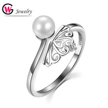 Brand New Women Cubic Zirconia Shell Pearl 925 Silver Ring Crown Finger Rings Cocktail Party Ring Women Jewelry Bridal Gift 2024 - buy cheap