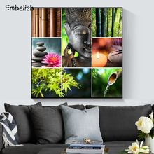 Pulseira de buda zen para parede, poster de bambu, orquídea, 1 peça, para sala de estar, impressão hd, pinturas em tela, decoração de casa 2024 - compre barato