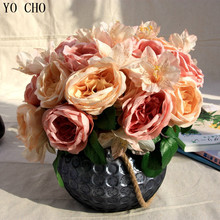 Fleurs-Flor artificial de lirio de rosa, flores artificiales de seda para boda, decoración de fiesta y hogar, 12 Uds. 2024 - compra barato