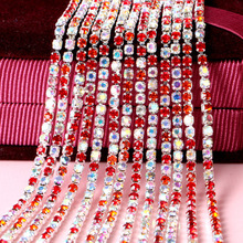 5yard/piece Mix red color Glass Crystal sew on rhinestones Chain silvery bottom Diy Clothing accessories SIJISHUIZUAN 2024 - buy cheap