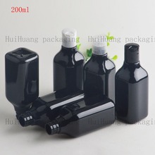 Recipiente de plástico cuadrado negro para cosméticos, botella PET de embalaje para cosméticos DIY, botellas cosméticas negras con tapa superior de disco, 30 Uds., 200ml 2024 - compra barato