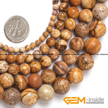 Natural Stone Picture Jaspers Gem Stones Round Beads For Jewelry Making Strand 15"2mm 4mm 6mm 8mm 10mm 12mm Selectable 2024 - buy cheap