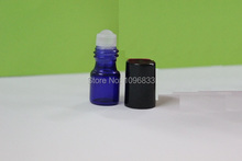 2ml Blue Essential Oil Bottle with Black Lid,  Blue Roll on Bottle with Glass Roller Ball, 2CC Perfume Roller Bottle,100pcs/Lot 2024 - buy cheap