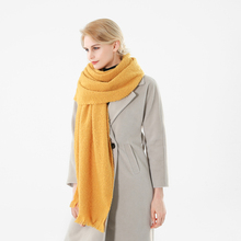 Winfox Fashion 2019 Winter Woman Scarf Yellow Pashmina Cashmere Shawl Blanket Foulard Femme Scarves 2024 - buy cheap
