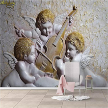 beibehang Custom wallpaper European 3D embossed violin small angel background wall painting wall papers home decor 3d qallpaper 2024 - buy cheap