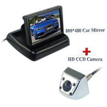 Парковочная система, резервная камера заднего вида, CCD HD Универсальная автомобильная камера заднего вида + 4,3 дюймовый автомобильный монитор, акция 2024 - купить недорого