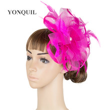 Classical Color Crinoline Fascinator Headwear Feather Colorful Mesh Party Show Hair Accessories Millinery Cocktail Hats MYQ012 2024 - buy cheap