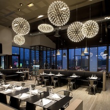 Lustre de fogos de artifício em aço inoxidável, lustre com bola de iluminação led, para casa, quarto, restaurante, vila, hotel, projeto de iluminação 110-240v