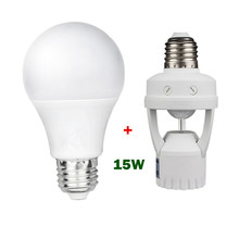 Super Bright 15W 220V E27 Led Bulb Lamp + Bulb Adapter Lamp Holder PIR Motion Sensor Bulb Holder Bombilla Led 220V E27 Sensor 2024 - buy cheap