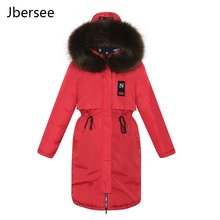 Jbersee High Quality Winter Padded Warm Down Jacket Women Plus Size Long Hooded Fur Coat Women Jacket Parkas Mujer YZ3017 2024 - buy cheap