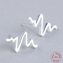 Electrocardiogram Curve 100% 925 Sterling Silver Heartbeat Stud Earrings S925 Fashion Jewerly for Women Gift 2024 - buy cheap
