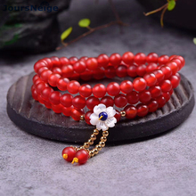 JoursNeige Red Crystal Bracelets 6mm Beads With Shell flower Pendant Lucky for Women Crystal Bracelet Multilayer Fashion Jewelry 2024 - buy cheap