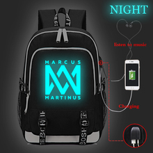 Marcus & martinus luminosa carga usb mochila estudantes escola mochila moda bonita de volta para a faculdade 2024 - compre barato