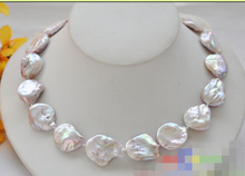 CBN80-collar de perlas cultivadas de agua dulce, 17 ", 22mm, moneda barroca, lavanda 2024 - compra barato