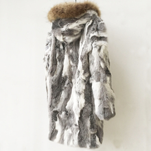 Big size Plus Hooded Luxury Real Fur Long Coat Fur Women Rabbit Fur Jacket Natural Raccoon Fur Collar Overcoat New Winter TSR635 2024 - buy cheap