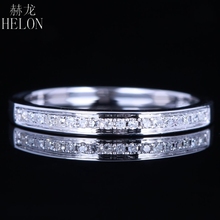 HELON Solid 14K (AU585) White Gold 0.18ct Natural Diamonds Half Eternity Ring Anniversary Wedding Band Women Fine Jewelry Gift 2024 - buy cheap
