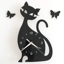 New Creative diy quartz wall clock sitting room bedroom wall clock cute black cat wall clocks 4 colors 2024 - buy cheap