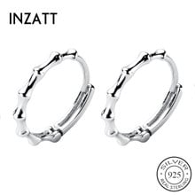 Inzatt real s925 brincos de argola redonda geométrica de prata esterlina minimalista nó de bambu estilo único para mulheres jóias finas presente 2024 - compre barato