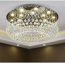 Luminária de teto de cristal circular, para sala de estar, casa, jantar, hotel, criativa, retrô, ferro, lâmpada e14, led 2024 - compre barato