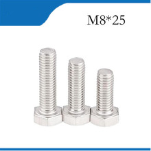 Free shipping10pcs/Lot DIN933\GB5783 M8x25 mm M8*25 304 Stainless Steel hex bolts Outside the hexagonal screw m8 bolts,m8 nails 2024 - buy cheap