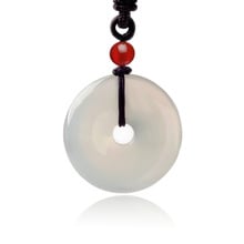 White Chalcedony Safety Button Pendant Necklace Drop Shipping Hand-carved lucky Amulet Ping An Kou Necklace For Men And Women 2024 - buy cheap