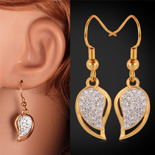 New Lovely Heart Earrings Yellow Gold Color Jewelry Austrian Rhinestone Drop Earrings Fashion Jewelry For Women MGC E3063 2024 - buy cheap