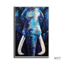 Pintura al óleo de gran tamaño, pintura al óleo abstracta de cabeza de elefante pintada a mano, arte de pared de 1 Panel, pintura al óleo sobre lienzo sin marco 2024 - compra barato