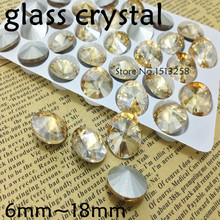 Gold Champagne Color Rivoli Crystal Fancy Stone Point Back Glass Stone For Jewelry Making 6mm 8mm 10mm 12mm 14mm 16mm 18mm 2024 - buy cheap