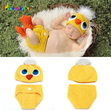 Lovely Duck Design Baby Photography Props Knitted Infant Baby Duck Hat Diaper Set Crochet Bebe Animal Costume 1set  MZS-14035 2024 - buy cheap