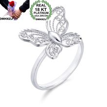 OMHXZJ Wholesale European Fashion Woman Girl Party Wedding Gift Lace Hollow Butterfly 18KT White Gold Ring RR676 2024 - buy cheap
