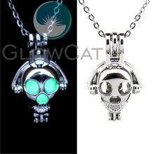 Luminous Skull Pendant Necklace Silver Color Chain Glow in the Dark Choker Statement Necklace For Women GG602 2024 - buy cheap