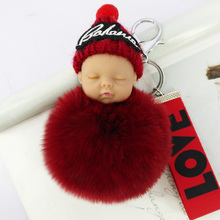 Cute Baby Key Chain Handmade Pompom Ball Key Ring Bag Pendants Decoration Jewelry Charms Keychain Kids Toy New Year Gift 2024 - buy cheap