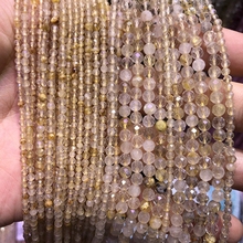 Natural Golden Rutilated Quartz Beads,2mm,3mm,4mm Faceted Round Tiny Spacer beads ,Gem stone faceted seed beads,15.5"/string 2024 - buy cheap