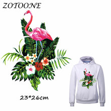 Zotoone pretty flor flamingo em ferro em roupas, patches para transferência de calor em camisetas, adesivos para diy, acessório de aplique c 2024 - compre barato