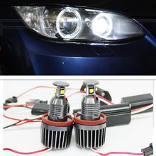 Conjunto de faróis de neblina com olhos led, sem erros, para bmw x5, e70, x6, e71, e60, e90, e91, e92, m3, h8, 40w 2024 - compre barato