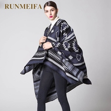 [Runmeifa] capa feminina de inverno com borlas, capa, lenço e capa, pashmina, 6 cores, 130*150cm 2024 - compre barato