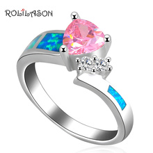  Most popular Wholesale Blue fire Opal  silver platedStamped Pink Fashion Jewelry Rings USA size #8.25 #6.5 #7 #9 OR542 2024 - buy cheap