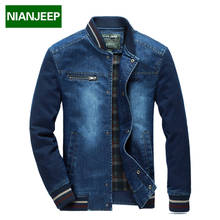 NIAN JEEP Brand Clothing Plus Size 3XL 4XL Stand Collar Fashion Blue Color Denim Jeans Coat for Men 150 2024 - buy cheap