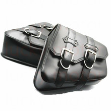 Motorcycle Brown / Black PU Leather Tool Bag Luggage Saddlebag Cruiser Chopper Bobber 2024 - buy cheap