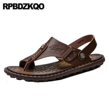 Slides à Prova D'água Castanho Agua Chinelos Runway Toe Loop Homens Sandálias De Couro Verão Preto Dedo Aberto Tênis Escorregar Em Azul Alça Sapatos 2024 - compre barato