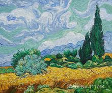 Hand painted art on canvas Wheat Field with Cypresses Vincent Van Gogh painting for sale High quality 2024 - buy cheap