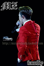 Blazer masculino vermelho com laço, roupa masculina de marca fashion para cantor de palco 2024 - compre barato