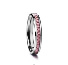 Anel masculino de 4mm de largura, anel de carboneto de tungstênio 100%, rosa, de fibra de carbono, aço de tungstênio, pedra de imitação de pedra de tungstênio 2024 - compre barato