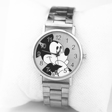 Zegarek Damski 2018 Nova Moda Mickey Assista Mulheres Marca de Luxo Relógios Casual Aço Inoxidável Malha de Pulso de Quartzo Presente Hot 2024 - compre barato