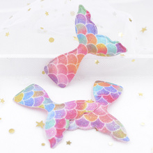 5.5CM Glittery Powders Mermaid Scale Iridescence Fabric Soft Padded Patches Fish Tail Appliques for Clothing Sewing Supplies S13 2024 - buy cheap