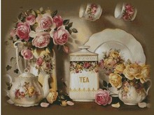 Розовый чайник, изысканные счетные искусства рукоделие вышивка DIY DMC крестиком наборы ремесел 14CT непечатанный домашний декор ручной работы 2024 - купить недорого