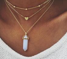 FLTMRH  Artilady natural opal stone moon choker necklace fashion gold color stone stone crystal pendant necklace for women 2024 - buy cheap