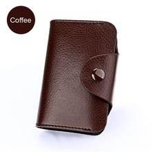 Unisex Genuine Leather Business Card Holder Wallet Bank Credit Card Case ID Holders Women Card Holder porte carte High Quality 2024 - buy cheap