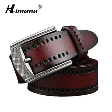 HIMUNU-Cinturón de cuero genuino para hombre, correa de lujo con hebilla de Pin de alta calidad, MU02, 2019 2024 - compra barato